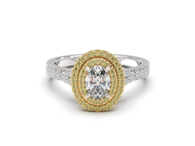Halo Canary and Diamond Ring
